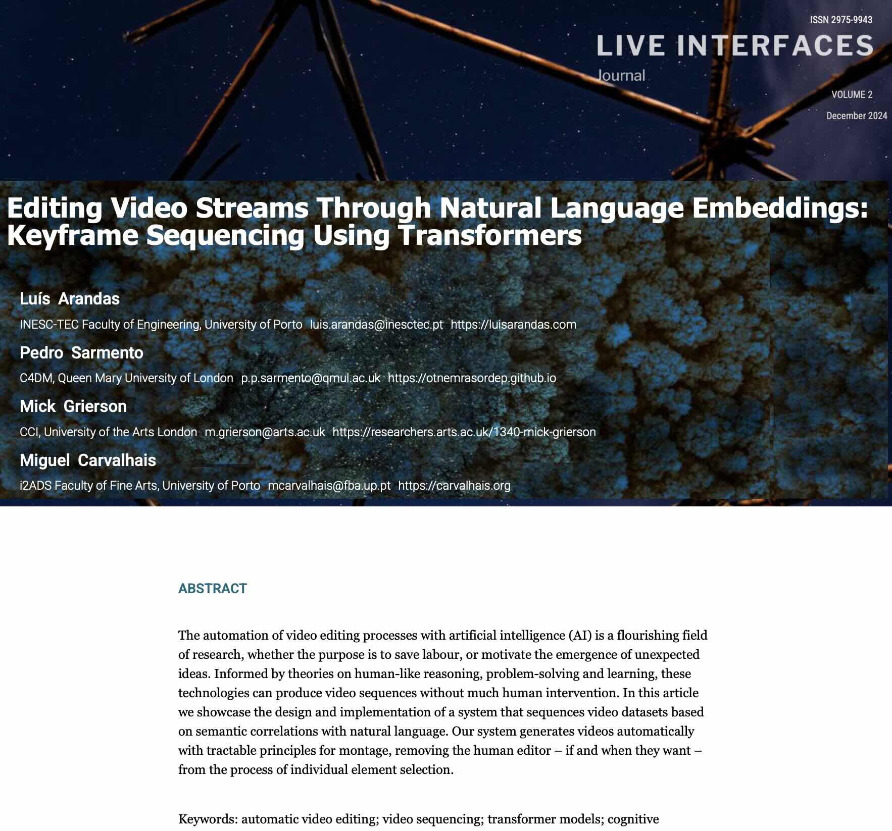 Editing Video Streams Through Natural Language Embeddings: Keyframe Sequencing Using Transformers